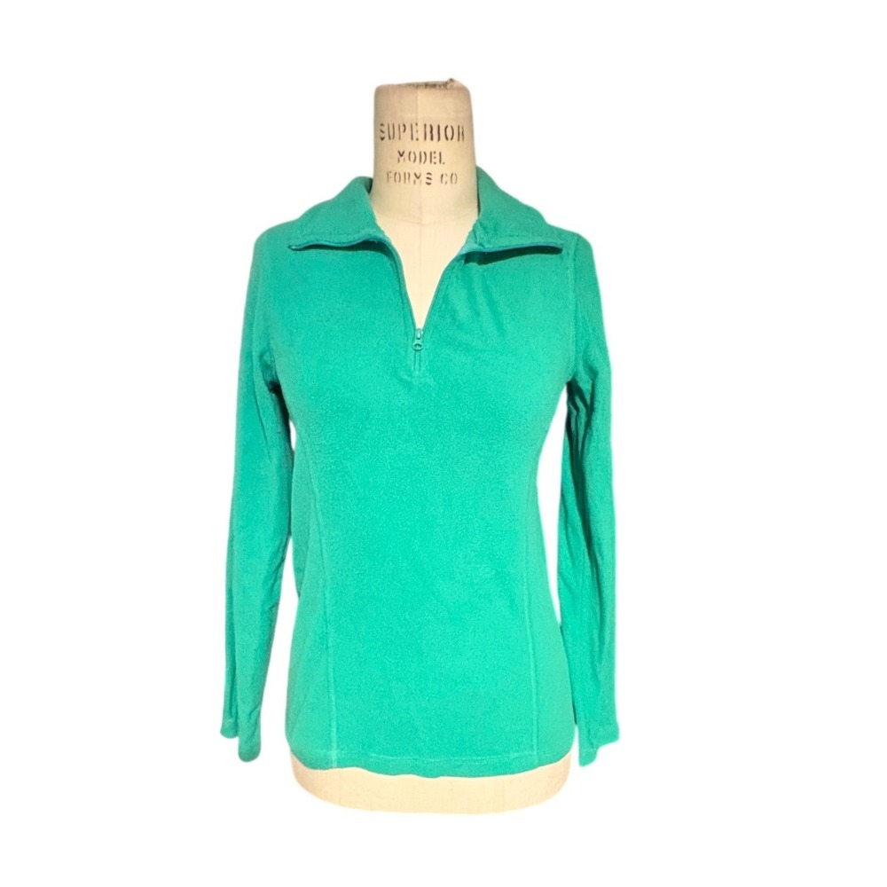Old Navy Womens XS Green Fleece Quarter Zip Pullover Long Sleeve Mock Neck Top